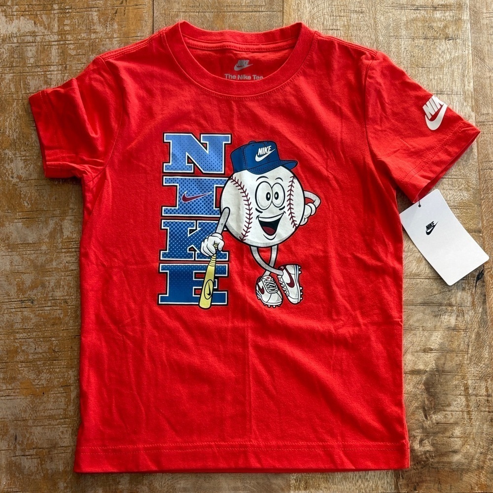 NWT Nike Boys Red and Blue Baseball Tee size 6